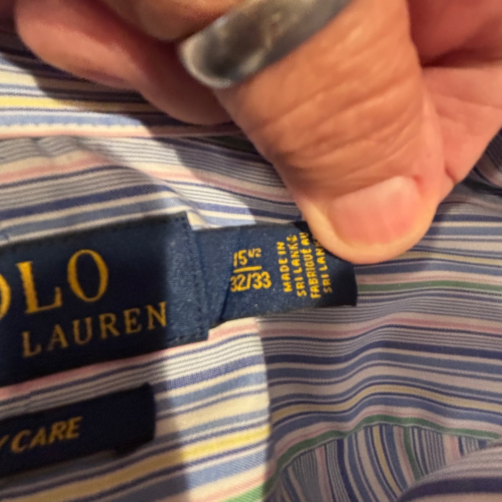 Polo Ralph Lauren Blue Pink Striped Cotton Button-Down 15.5 32/33 - Picture 4 of 9